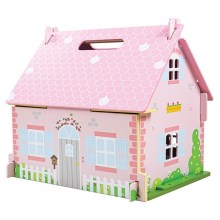 Bigjigs Toys - Przenośny drewniany domek dla lalek