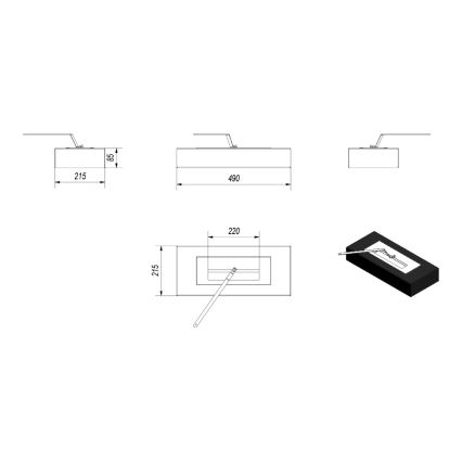 Kratki - Kominek BIO 8,5x49 cm 2,5 kW czarny
