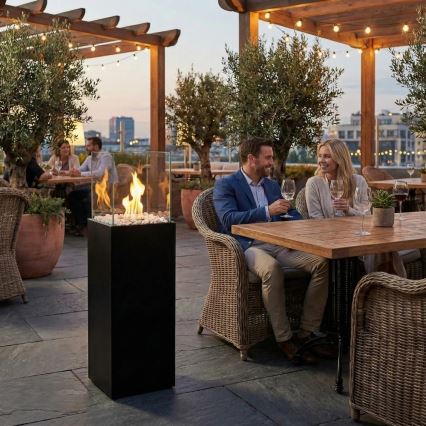 Biokominek ALICANTE 26,5x80,5 cm 2 kW czarny + osłona ochronna