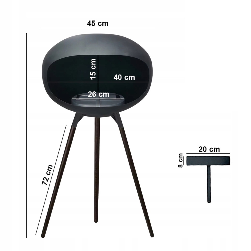 Biokominek TOKIO 45x100 cm 2kW czarny