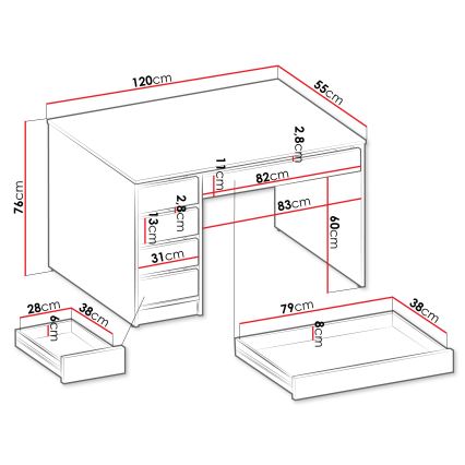 Biurko ADA 76x120 cm kaszmir