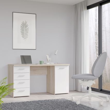Biurko ARENO białe/dąb sonoma