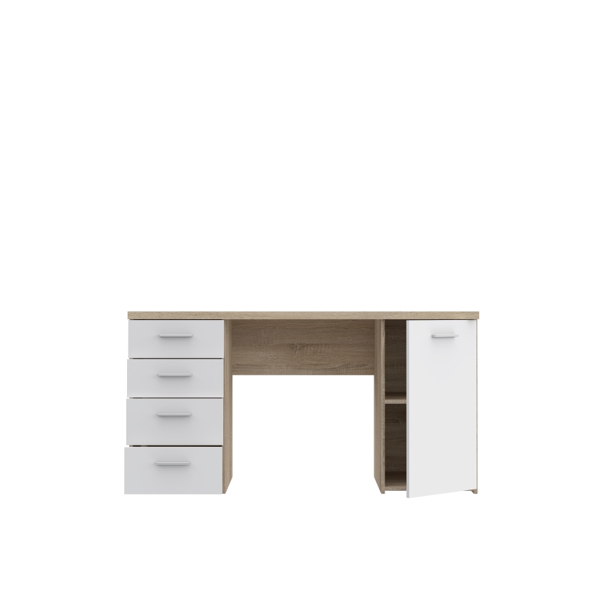 Biurko ARENO białe/dąb sonoma