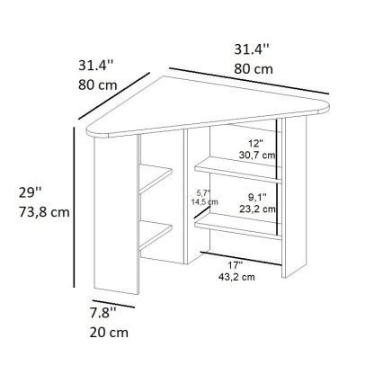 Biurko CORNER 73,8x80 cm brązowe