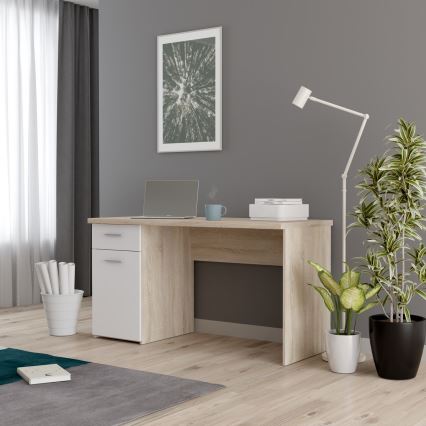 Biurko GINO białe/dąb sonoma