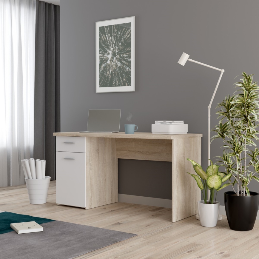 Biurko GINO białe/dąb sonoma