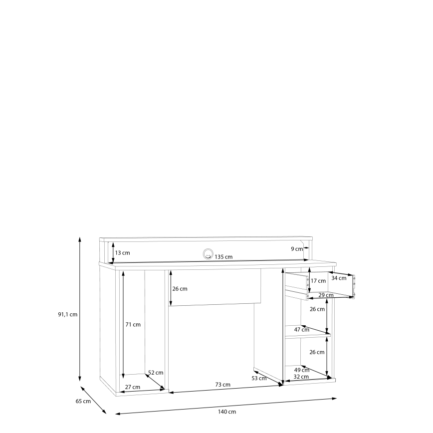 Biurko IVAR z podświetleniem, czarne