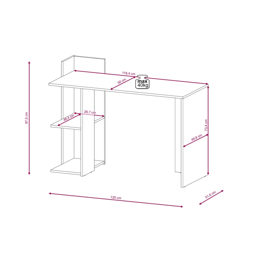 Biurko MARLO dąb artisan/białe