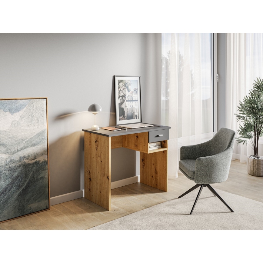 Biurko RICO dąb artisan/szare