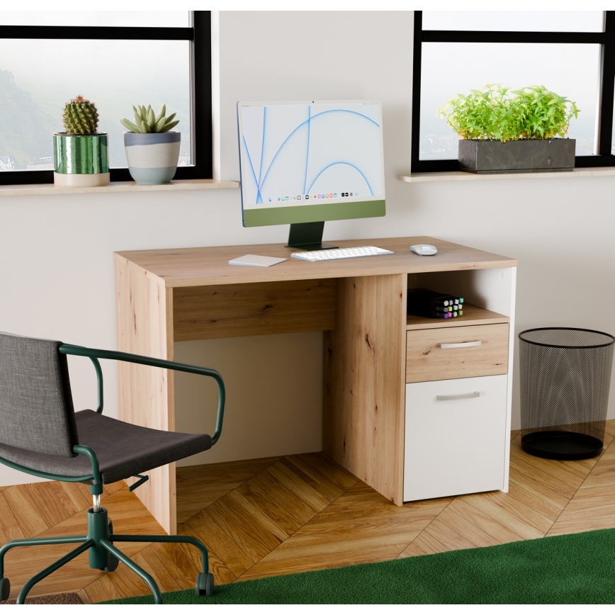 Biurko URO dąb artisan/biały