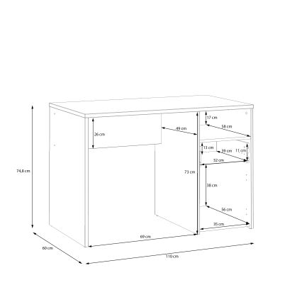 Biurko URO dąb artisan/biały