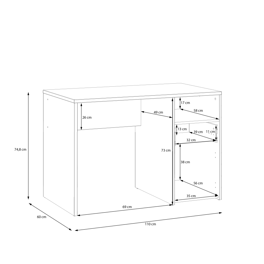 Biurko URO dąb artisan/biały