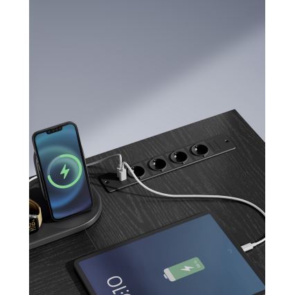 Biurko z podświetleniem SOLEA-X brązowo-czarne