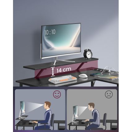 Biurko z podświetleniem SOLEA-X brązowo-czarne