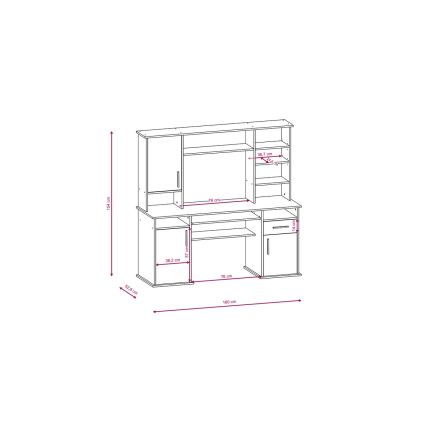 Biurko z półką ELIAN 160x53 cm dąb sonoma/biały