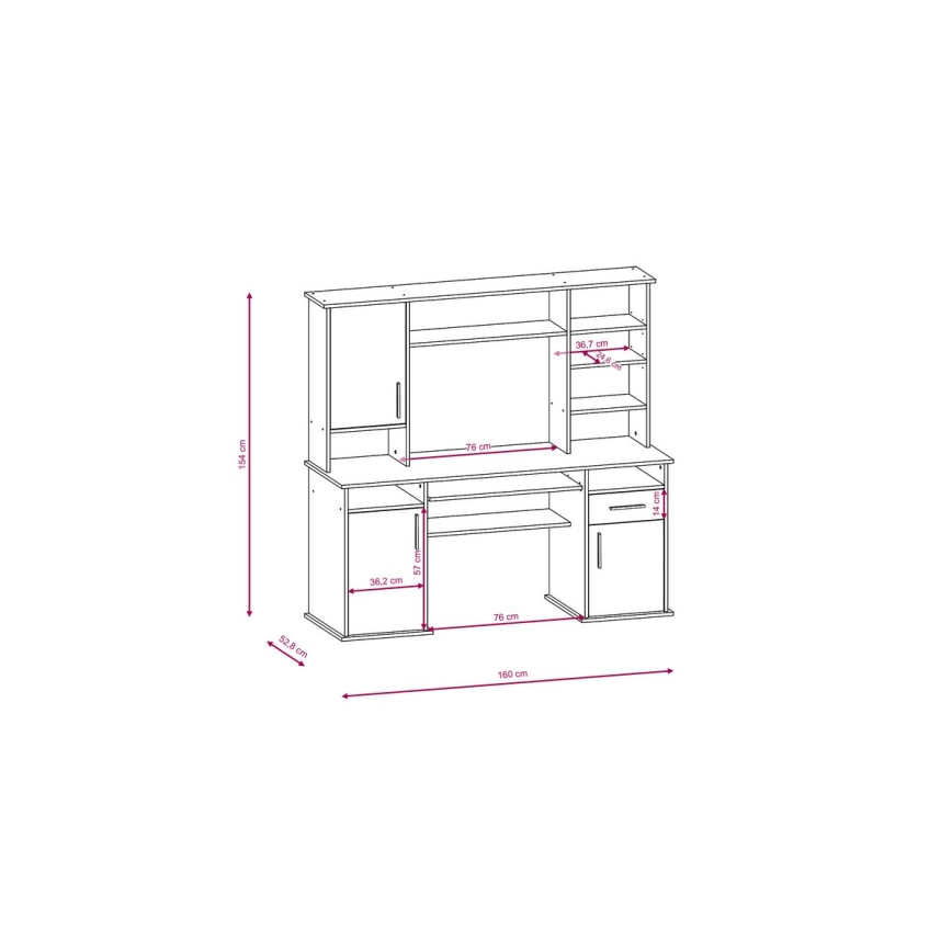 Biurko z półką ELIAN dąb sonoma szare/białe