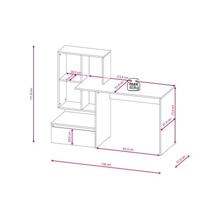 Biurko z półką MARLO dąb artisan/biały