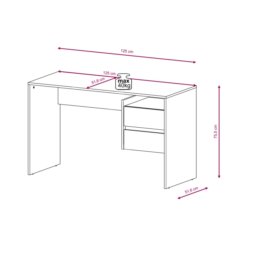 Biurko z szufladami MARLO dąb artisan/biały