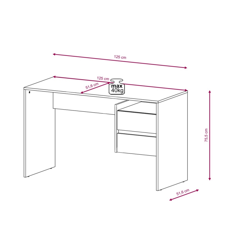 Biurko z szufladami MARLO szary beton/biały