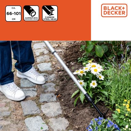 BLACK+DECKER - Motyka ogrodowa z trójzębnym spulchniaczem gleby 66-101 cm