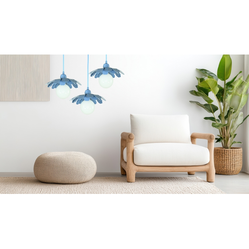 Bohemia-Design - Lampa wisząca na przewodzie 1xE27/60W/230V niebieska