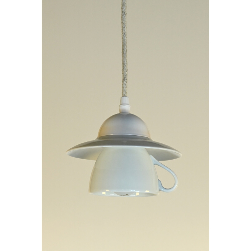 Bohemia-Design - Porcelanowa lampa wisząca na przewodzie 1xE27/60W/230V