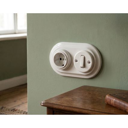 Bohemia-Design - Porcelanowa retro ramka podwójna biała