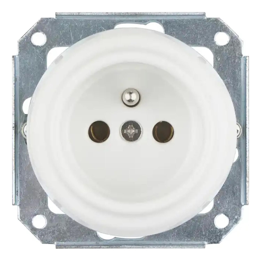 Bohemia-Design - Porcelanowe retro gniazdko domowe bez ramki 250 V/16 A białe
