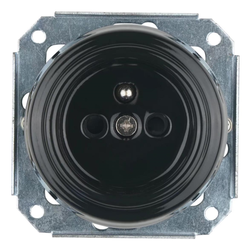 Bohemia-Design - Porcelanowe retro gniazdko domowe bez ramki 250V/16A czarne