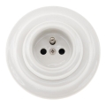 Bohemia-Design - Porcelanowe retro gniazdko domowe z ramką 250V/16A białe