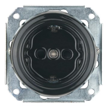 Bohemia-Design - Porcelanowe retro gniazdko ścienne bez ramki SCHUKO 250V/16A czarne