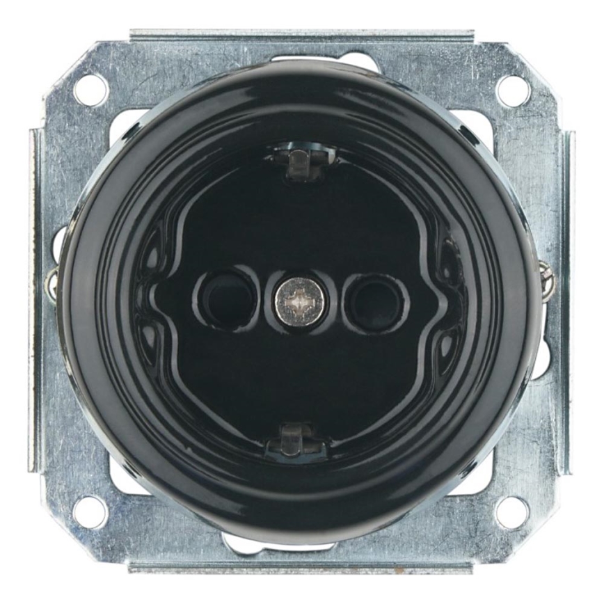 Bohemia-Design - Porcelanowe retro gniazdko ścienne bez ramki SCHUKO 250V/16A czarne