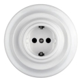 Bohemia-Design - Porcelanowe retro gniazdko ścienne z ramką SCHUKO 250V/16A białe