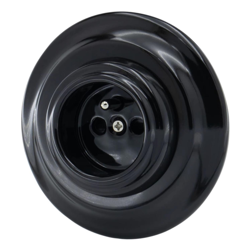 Bohemia-Design - Porcelanowe retro gniazdo domowe z ramką 250V/16A czarne