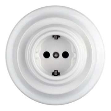 Bohemia-Design - Porcelanowe retro gniazdo domowe z ramką SCHUKO 250V/16A białe