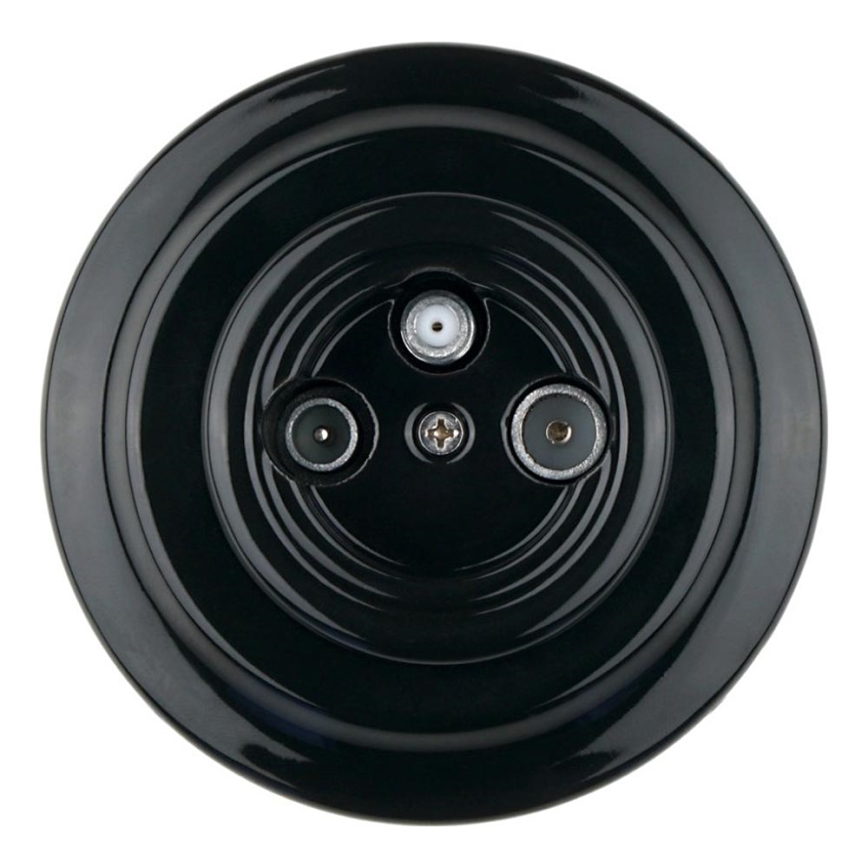 Bohemia-Design - Porcelanowe retro gniazdo TV/SAT-W z czarną ramką