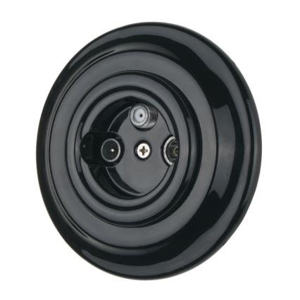 Bohemia-Design - Porcelanowe retro gniazdo TV/SAT-W z czarną ramką