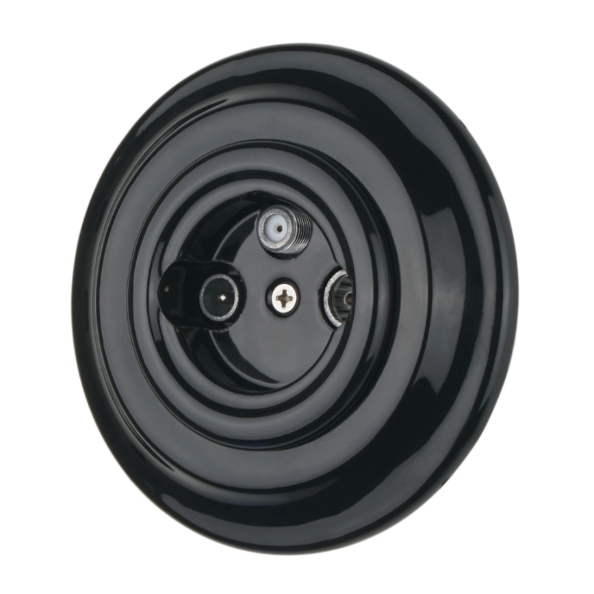 Bohemia-Design - Porcelanowe retro gniazdo TV/SAT-W z czarną ramką