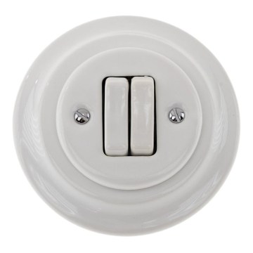 Bohemia-Design - Porcelanowy retro regulator do żaluzji z ramką, biały