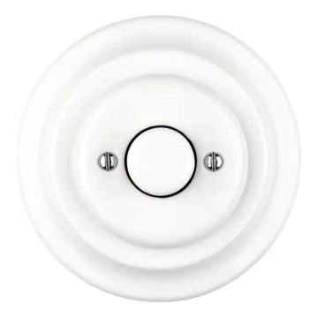 Bohemia-Design - Porcelanowy retro ściemniacz obrotowy z ramką 250V/10A biały