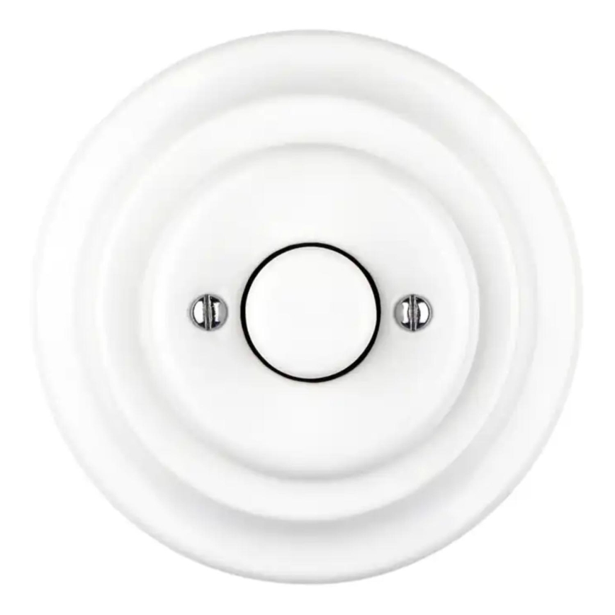Bohemia-Design - Porcelanowy retro ściemniacz obrotowy z ramką 250V/10A biały