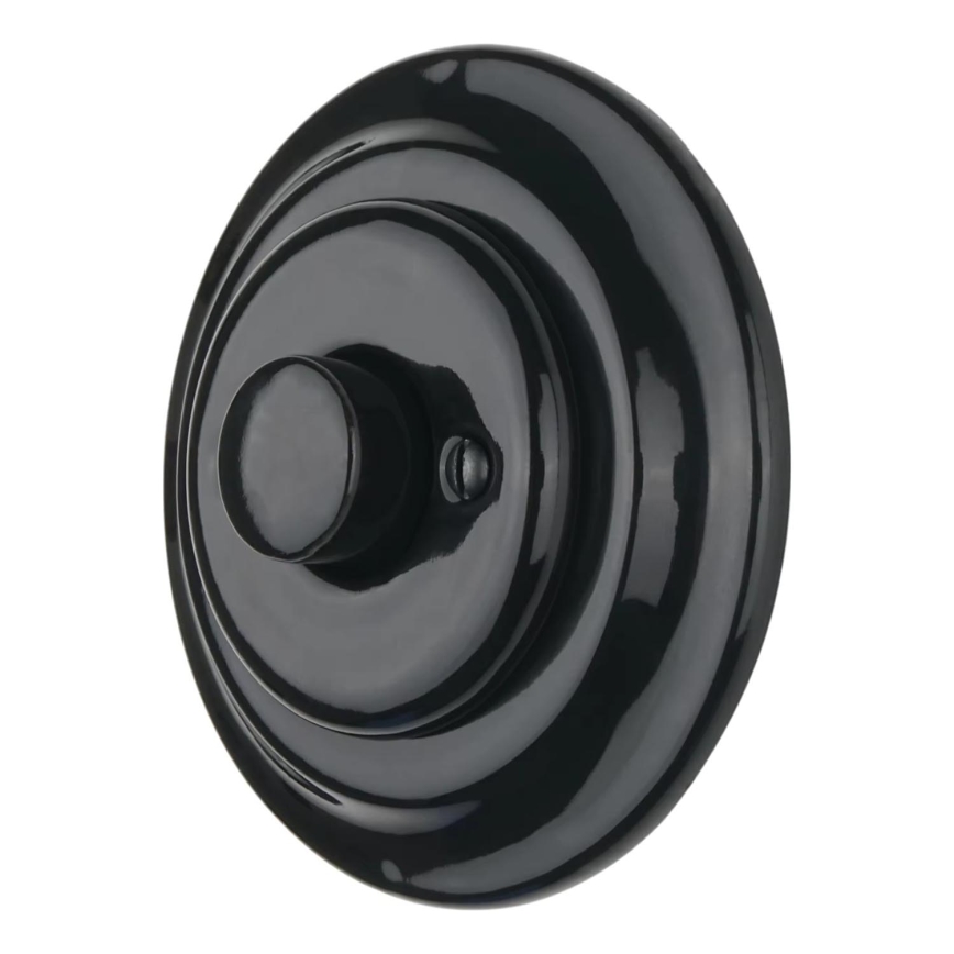 Bohemia-Design - Porcelanowy retro ściemniacz obrotowy z ramką 250V/10A czarny