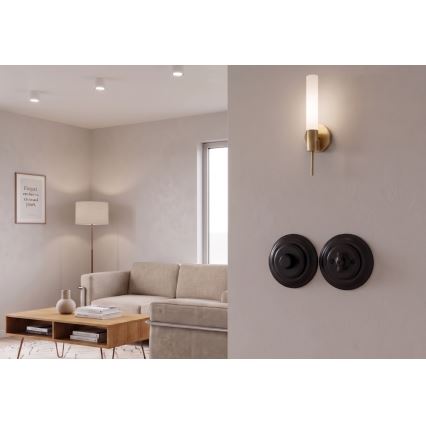 Bohemia-Design - Porcelanowy retro ściemniacz obrotowy z ramką 250V/10A czarny