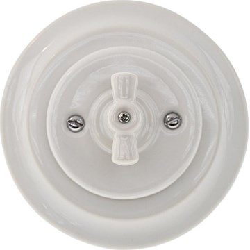 Bohemia-Design - Retro porcelanowy przełącznik obrotowy z ramką nr 5 biały