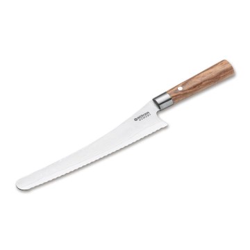 Böker - Damasceński nóż do pieczywa DAMAST OLIVE 23,5 cm, rękojeść z drewna oliwnego
