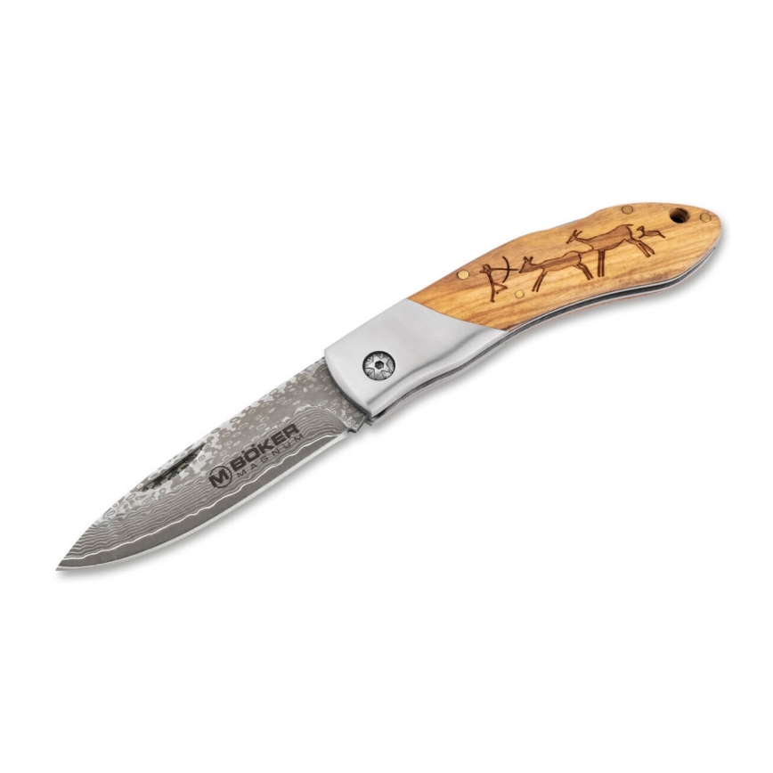Böker - Damasceński nóż kieszonkowy Magnum Caveman 19,4 cm