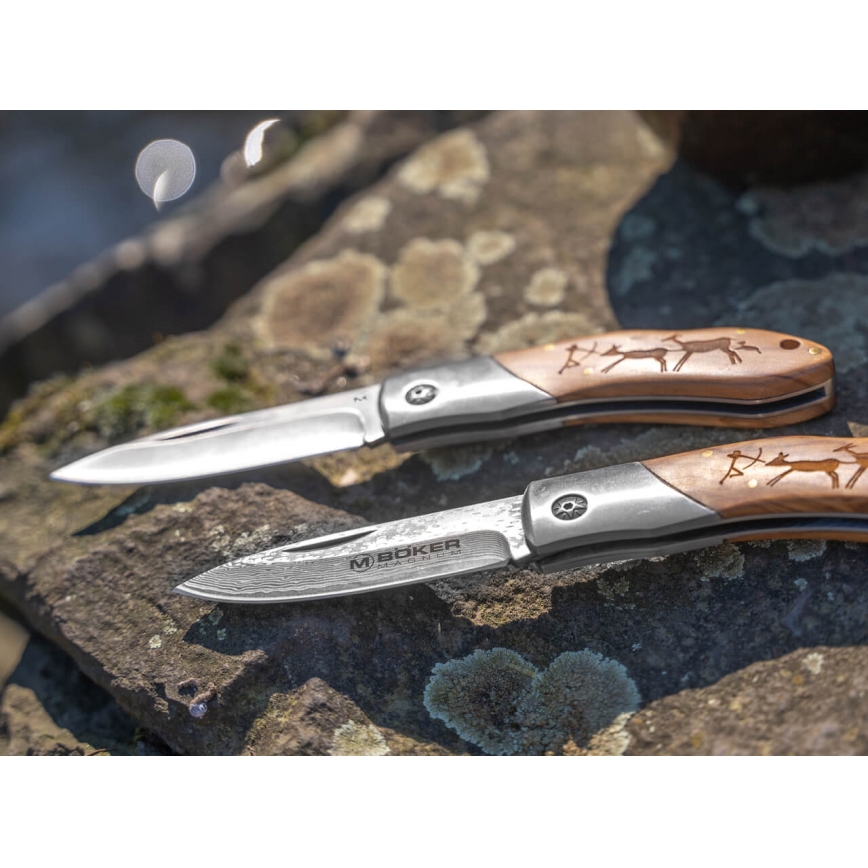 Böker - Damasceński nóż kieszonkowy Magnum Caveman 19,4 cm