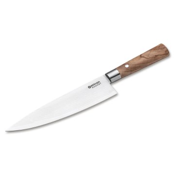 Böker - Damaszkowy nóż kuchenny DAMAST OLIVE 21,2 cm drewno oliwne