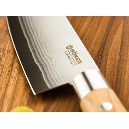 Böker - Damaszkowy nóż kuchenny DAMAST OLIVE 21,2 cm drewno oliwne