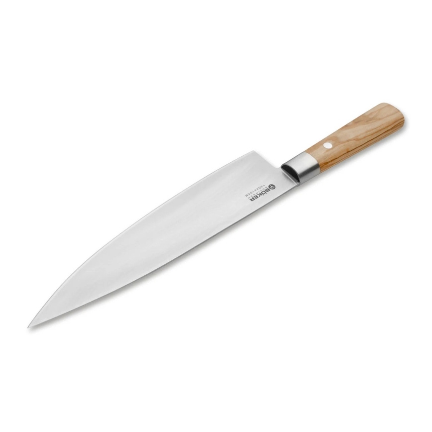 Böker - Damaszkowy nóż kuchenny DAMAST OLIVE 21,2 cm drewno oliwne